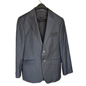 Lauren Ralph Lauren Wool Blazer Size 36S Black Pinstripe Two Button Front Jacket